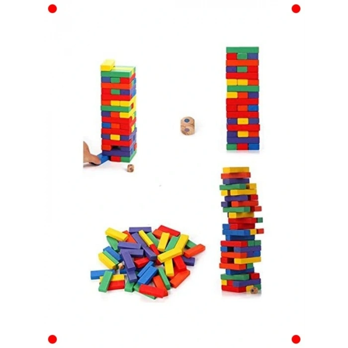 Kutulu Renkli Ahşap Den Kule Oyunu