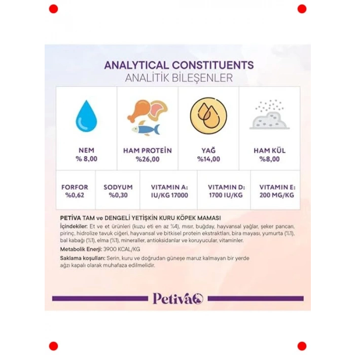 Kuzu Etli Yetişkin Kuru Köpek Maması 3 kg