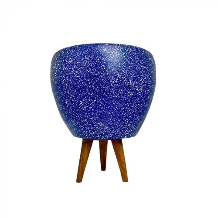 Lacivert Granit Toprak Saksı, 15 cm 3 Ayaklı Tasarım