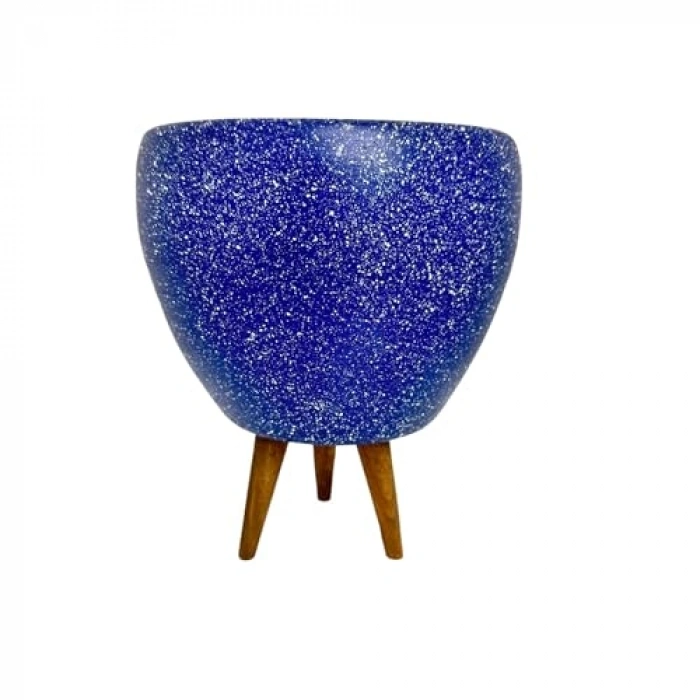 Lacivert Granit Toprak Saksı, 15 cm 3 Ayaklı Tasarım