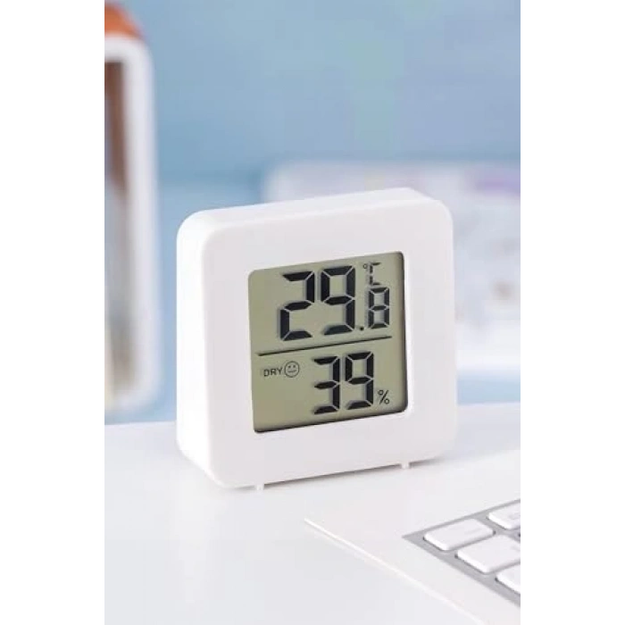 LCD Ekranlı Sıcaklık ve Nem Ölçer - Duvara Takılabilir