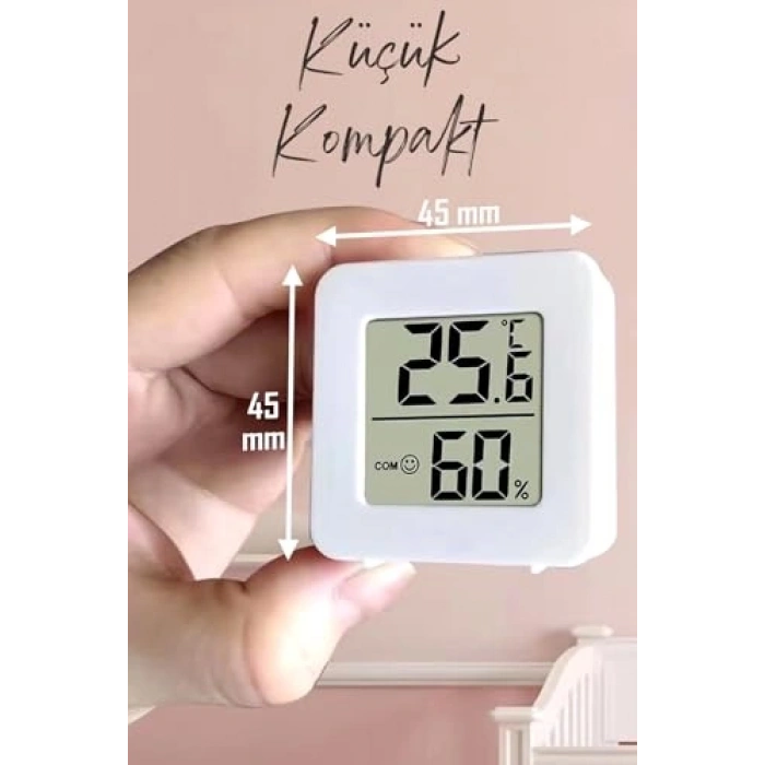 LCD Ekranlı Sıcaklık ve Nem Ölçer - Duvara Takılabilir