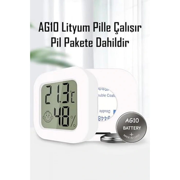 LCD Ekranlı Sıcaklık ve Nem Ölçer - Duvara Takılabilir