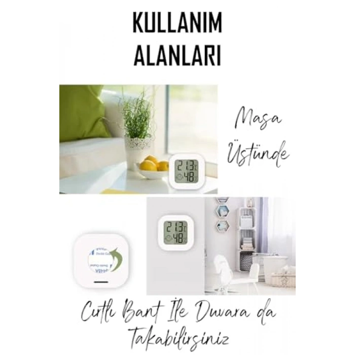 LCD Ekranlı Sıcaklık ve Nem Ölçer - Duvara Takılabilir