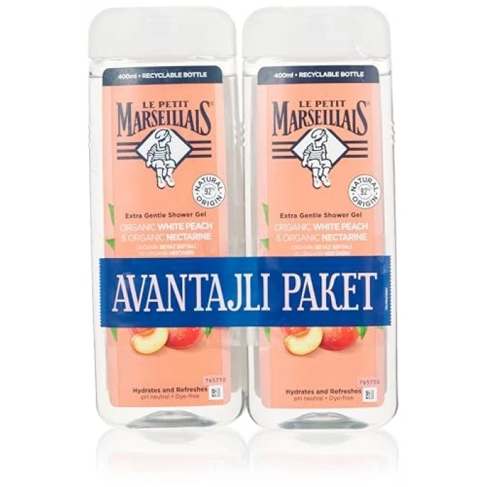 Le Petit Marseillais Duş Jeli Beyaz Şeftali ve Nektarin (2 x 400 ml)