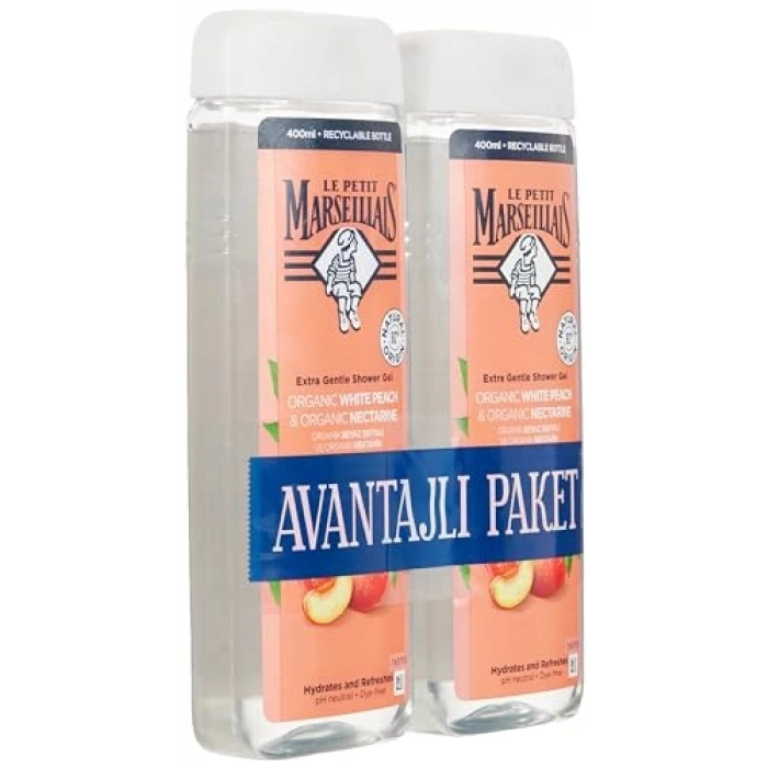 Le Petit Marseillais Duş Jeli Beyaz Şeftali ve Nektarin (2 x 400 ml)