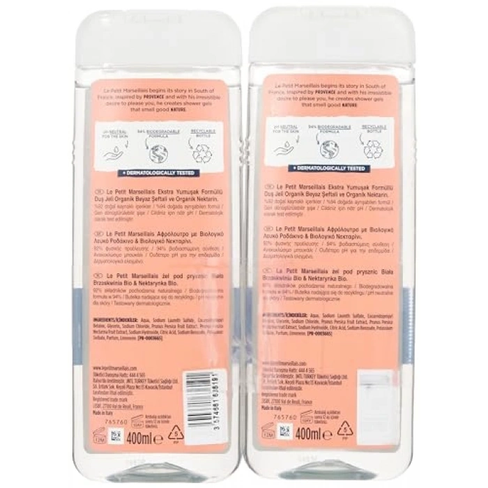 Le Petit Marseillais Duş Jeli Beyaz Şeftali ve Nektarin (2 x 400 ml)