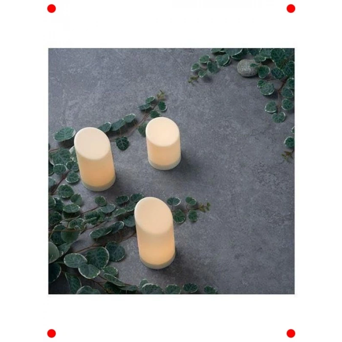 LED Blok Mum Seti 3lü Beyaz İç/Dış Mekan