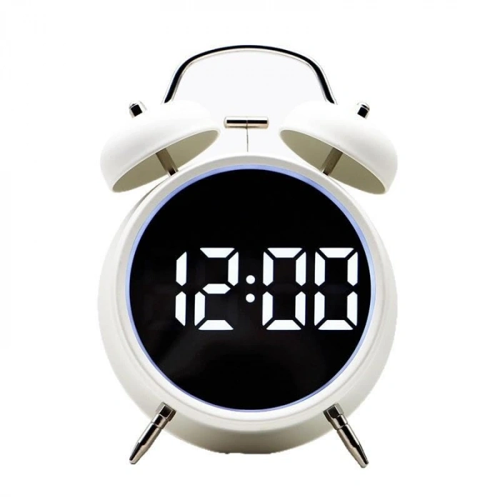 LED Ekranlı Analog Çalar Saat, Beyaz