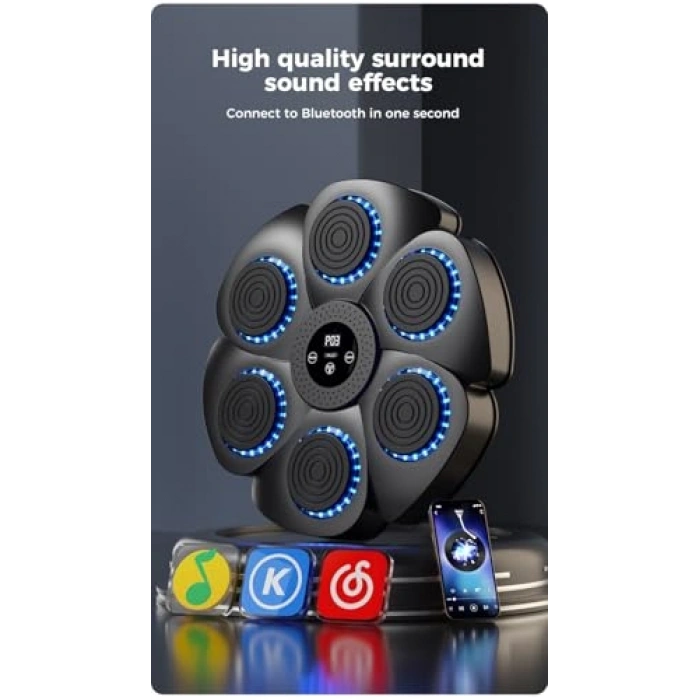 LED Ekranlı Müzikli Boks Refleks Makinesi - 9 Hız Ayarı