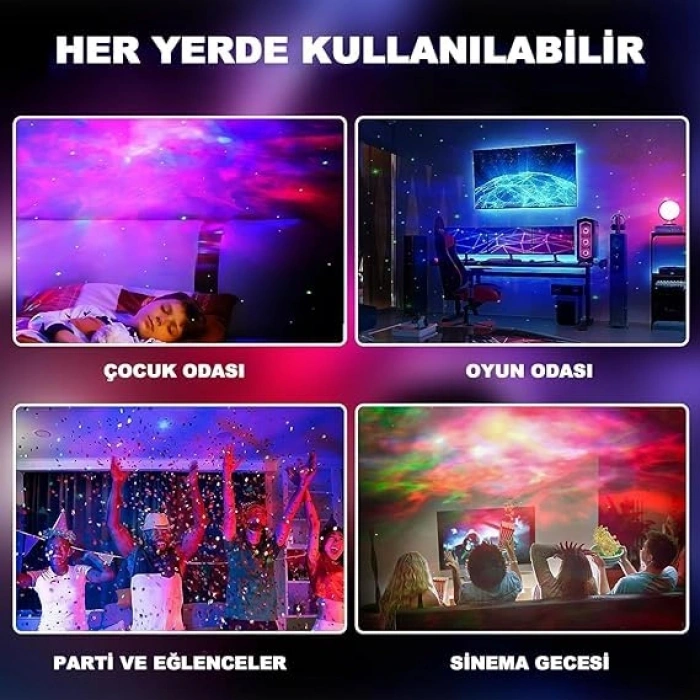 LED Gece Lambası, Renkli Nebula Işıkları ile Uzaktan Kumandalı