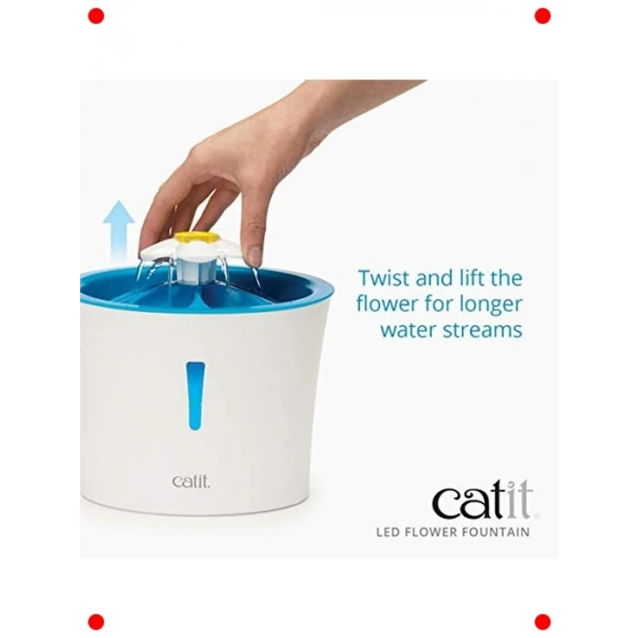 LEDli Çiçek Tasarımlı Kedi Su Çeşmesi 3L