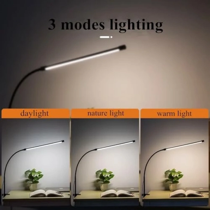 LED Masa Lambası, 12W, USB Güç Girişi, Esnek Kol