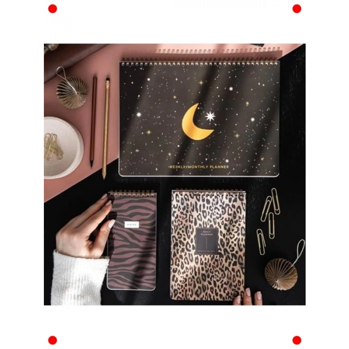 Leopar Desenli Süresiz Masaüstü Planlayıcı Seti (A4, 3lü)