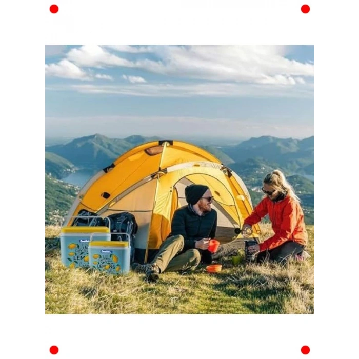 Limon Desenli 24 Litre Kamp Buzluğu (Buz Kasetli)