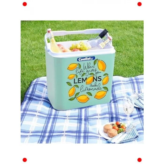Limon Desenli 24 Litre Kamp Buzluğu (Buz Kasetli)
