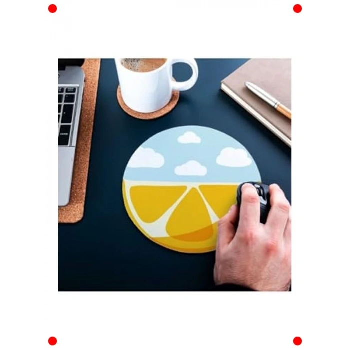 Limon Desenli Yuvarlak Fare Altlığı