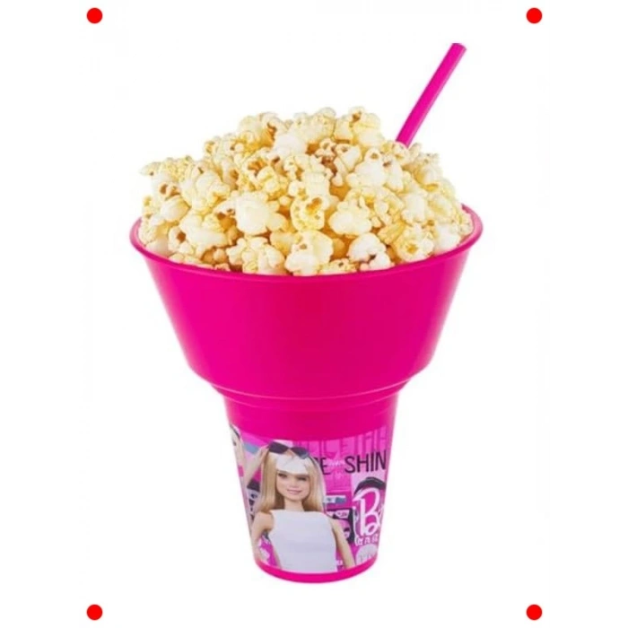 Lisanslı Cips Kovası ve Pipetli Bardak Seti