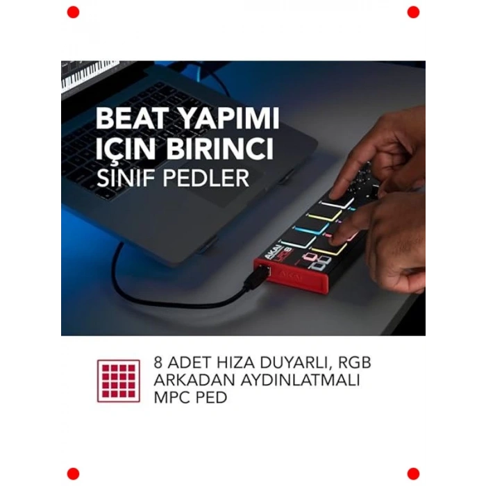 LPD8 USB MIDI Kontrol Cihazı - 8 Pad ve 8 Düğme