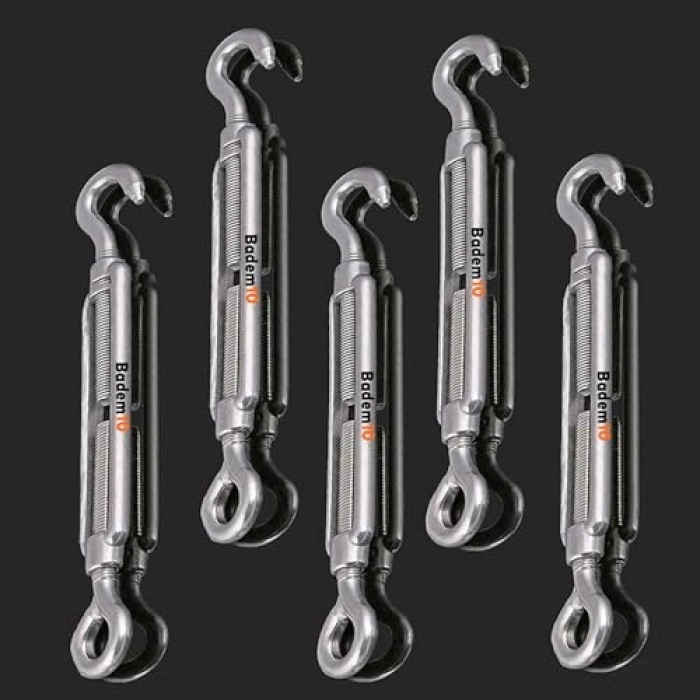 M6 Çelik Kanca, 5 Adet Paslanmaz Yük Halatı Gerdirme için