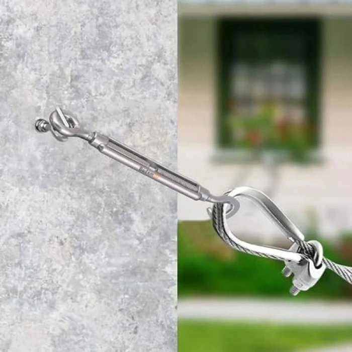 M6 Çelik Kanca, 5 Adet Paslanmaz Yük Halatı Gerdirme için