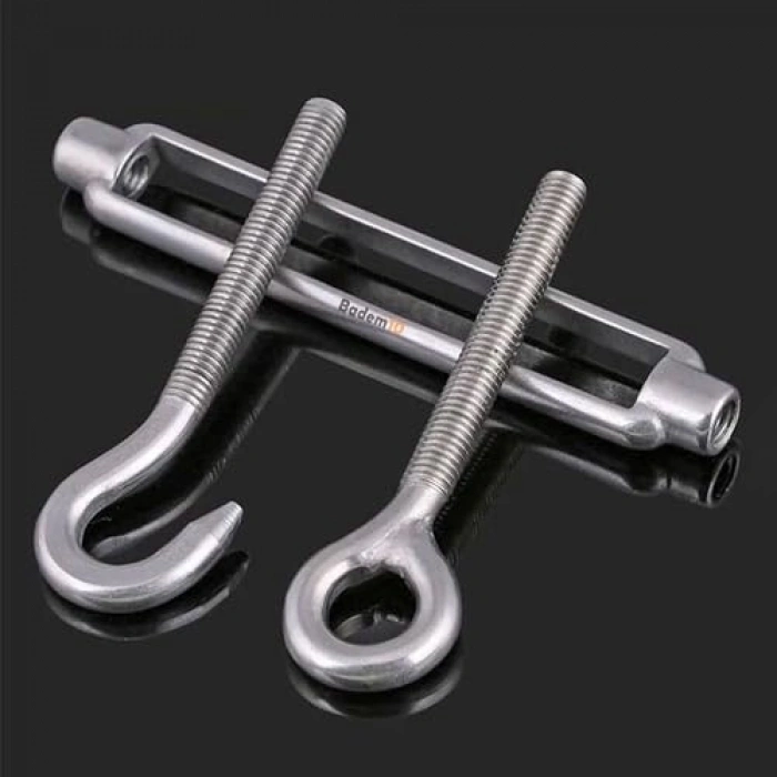 M6 Çelik Kanca, 5 Adet Paslanmaz Yük Halatı Gerdirme için