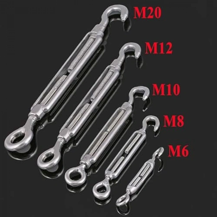 M6 Çelik Kanca, 5 Adet Paslanmaz Yük Halatı Gerdirme için