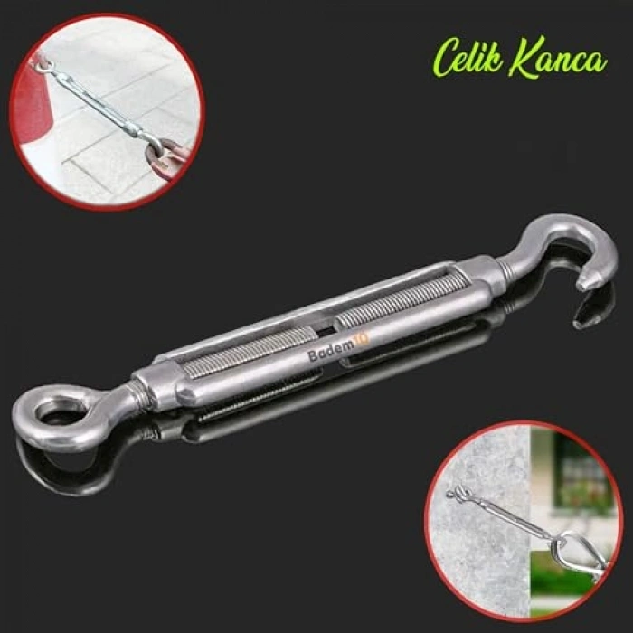 M6 Çelik Kanca, 5 Adet Paslanmaz Yük Halatı Gerdirme için