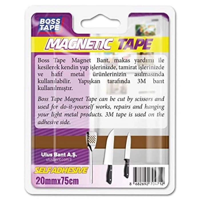 Magnet Bant, 20 mm x 75 cm, Çok Amaçlı Kullanım için