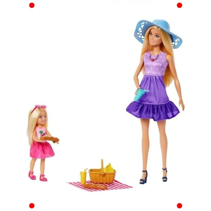 Malibu ve Chelsea Piknik Seti - 2 Bebek, 9 Aksesuar