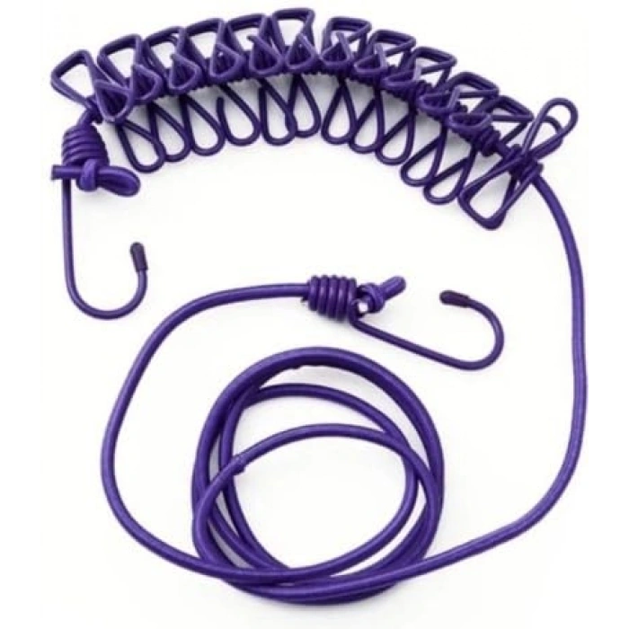 Mandallı Taşınabilir Balkon Koridor İpi, 12 Adet Set