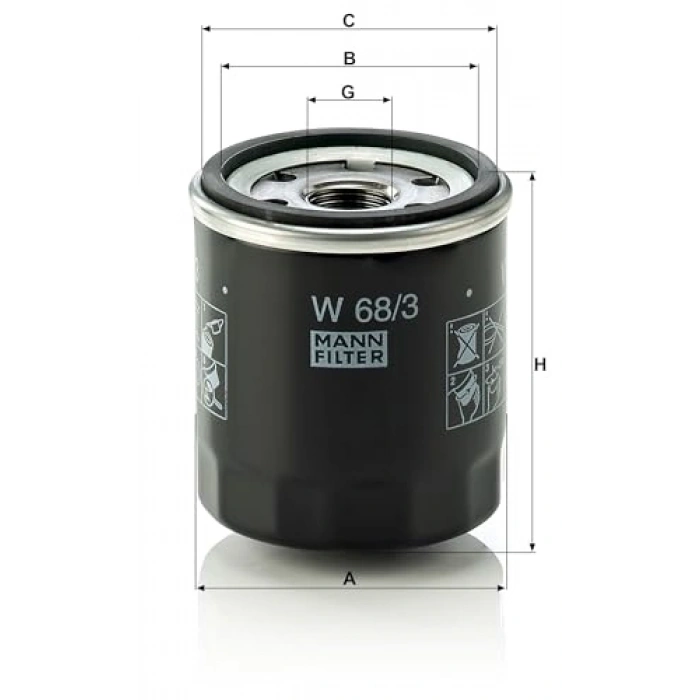 MANN-FILTER W 68/3 Yağ Filtresi (Toyota)