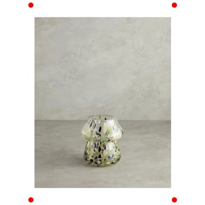 Mantar Tasarımlı Renkli Cam Dekoratif Vazo