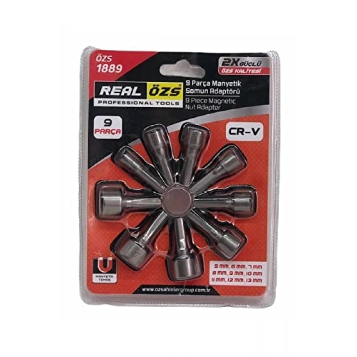 Manyetik Civata Somun Tutucu, 9 Parça Adaptör Seti