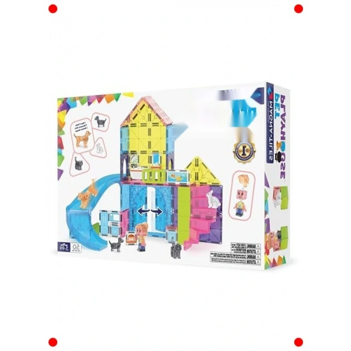 Manyetik Yapı Seti - Evcil Hvan Evi 50 Parça