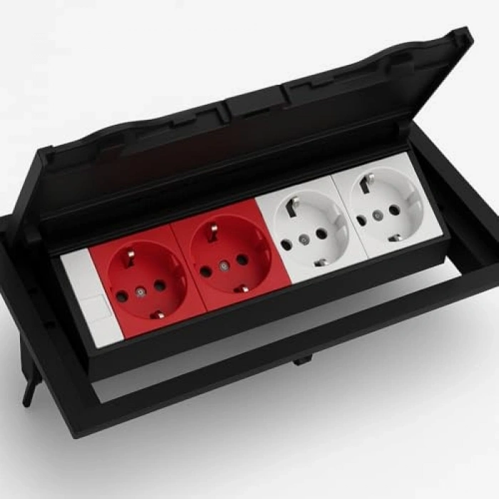 Masa Üstü Priz Kutusu, 2 Şebeke, 2 UPS, 1 Data, 12,5x25,2 cm