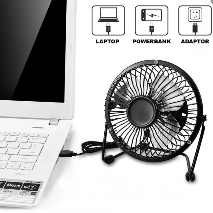 Masa Üstü USB Fan Soğutucu Vantilatör, Metal Tasarım