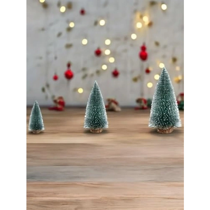 Masa Üstü Yılbaşı Süsü, 3lü Çam Ağacı Seti, Yeşil