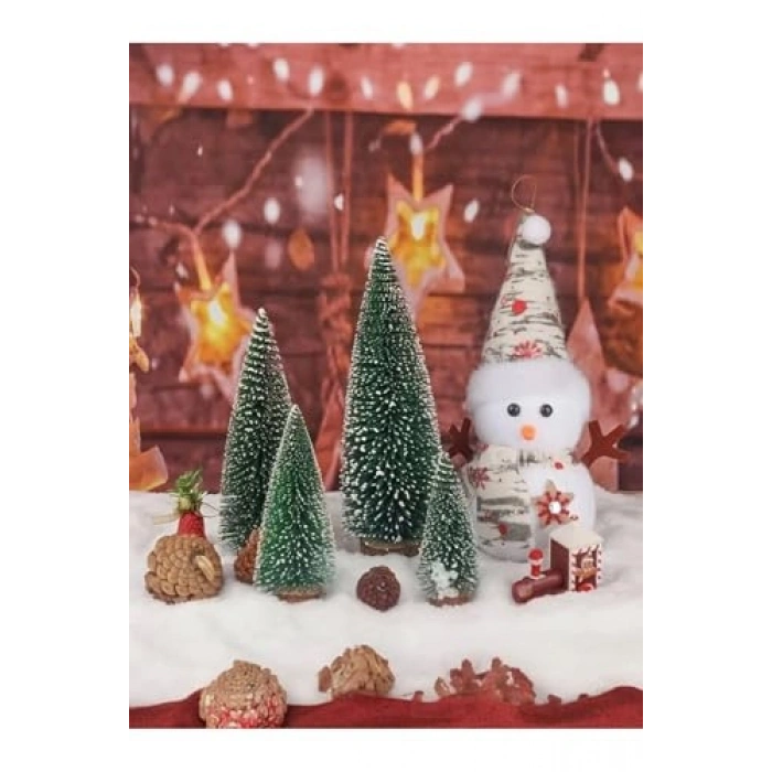 Masa Üstü Yılbaşı Süsü, 3lü Çam Ağacı Seti, Yeşil