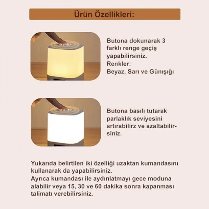 Masaüstü Şarjlı LED Aydınlatma - Gece Lambası/GT-CL09          [ A++]