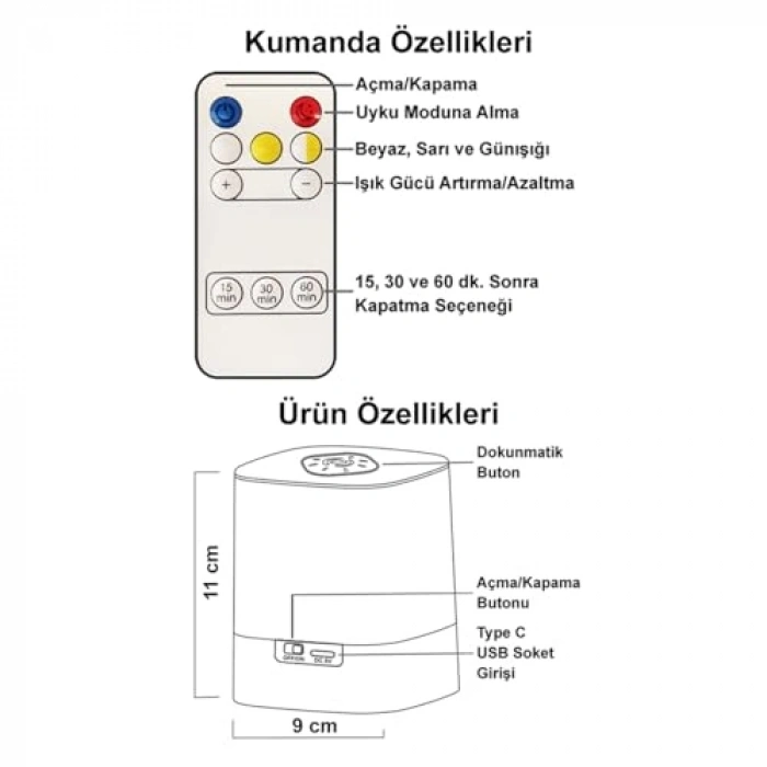 Masaüstü Şarjlı LED Aydınlatma - Gece Lambası/GT-CL09          [ A++]