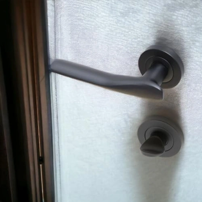 Mat Siyah Banyo Kapı Kolu, Daire Rozetli Sürgülü Kulplar