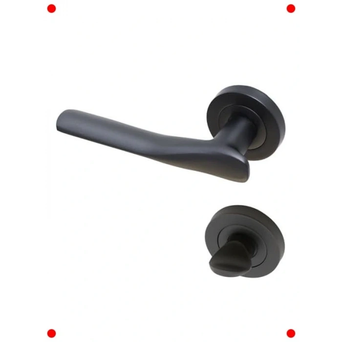 Mat Siyah Banyo/WC Kapı Kolu - Rozetli Model