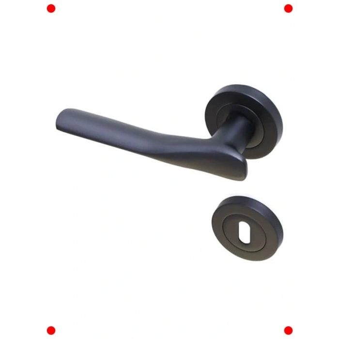 Mat Siyah Oda Kapı Kolu (Daire Rozetli)