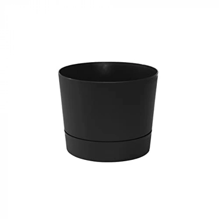 Mat Siyah Silindir Saksı, Orta Yüzyıl Modern Tasarım, 21.5 cm