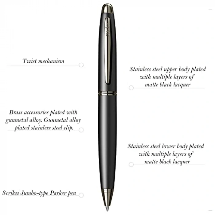 Mat Siyah Tükenmez Kalem – Scrikss Knight 88