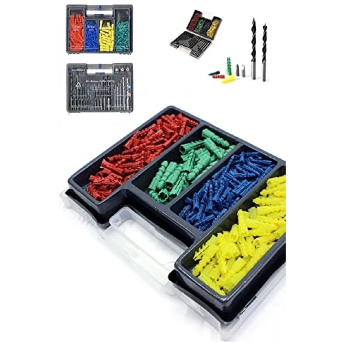 Matkap Ucu Seti, 300 Parça Dübel Seti Taşıma Çantalı