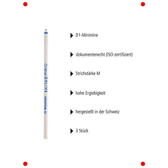 Mavi Kısa Dolma Kalem Kartuşu - 3lü Set