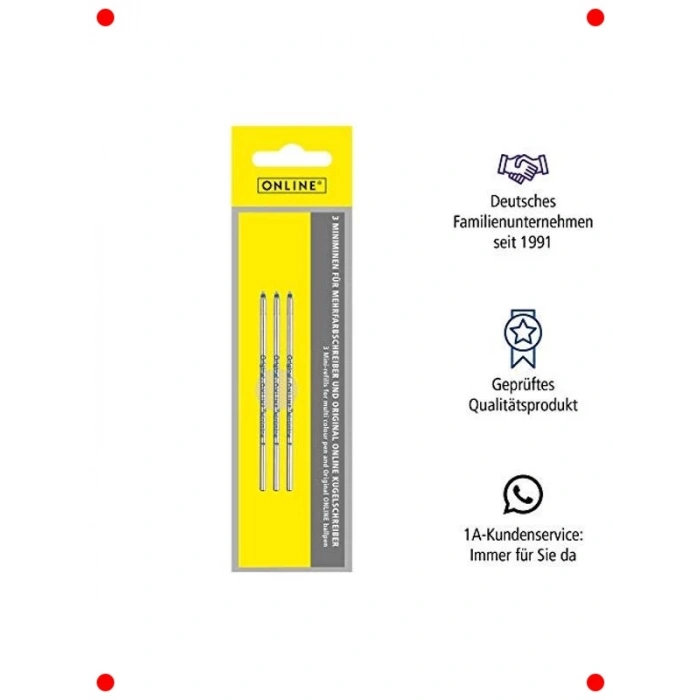 Mavi Kısa Dolma Kalem Kartuşu - 3lü Set