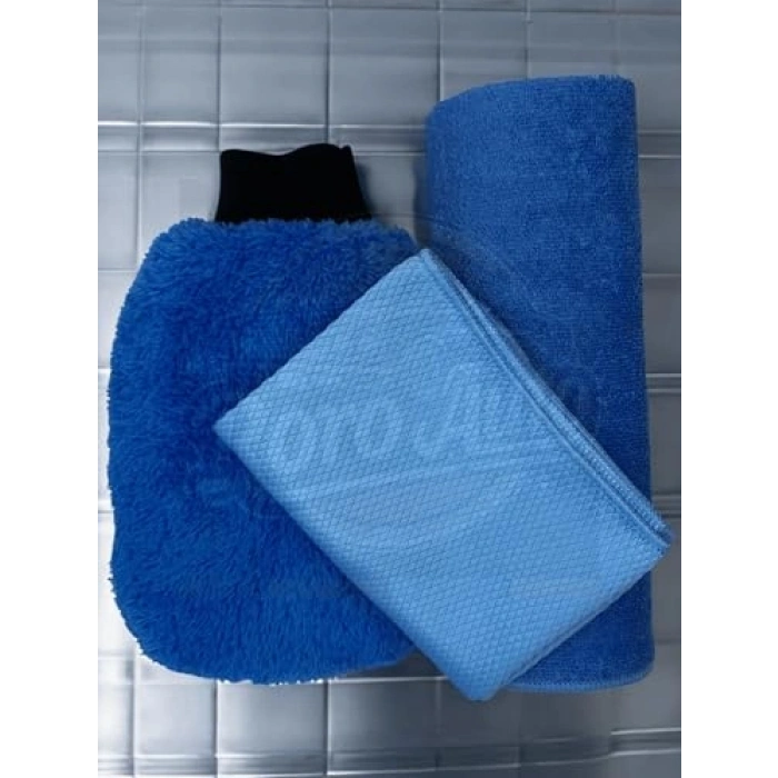 Mavi Krofer Yıkama ve Kurulama Seti, 3 Parça